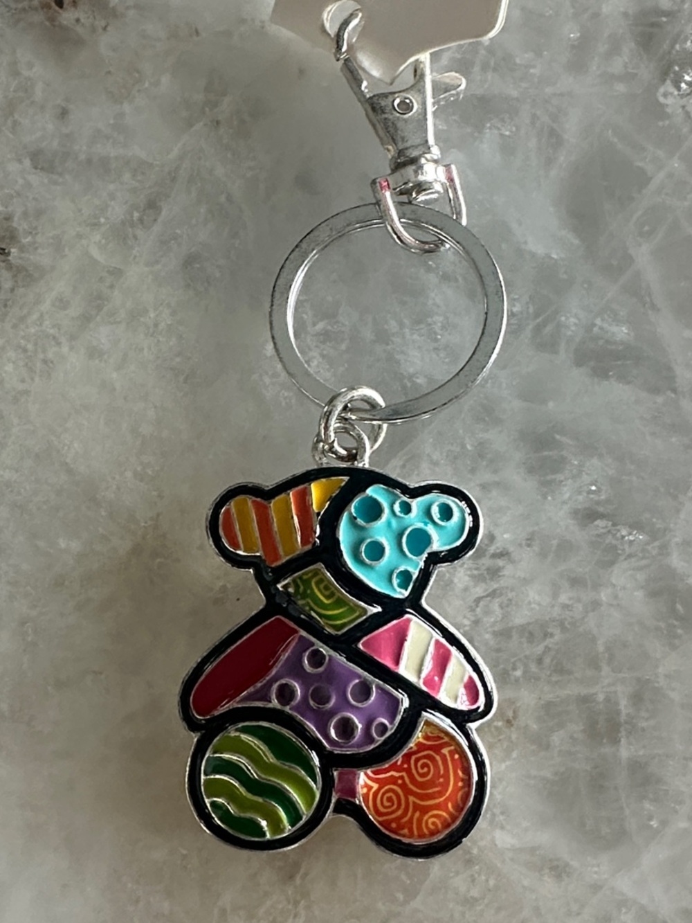 Colorful Patchwork Bear Keychain